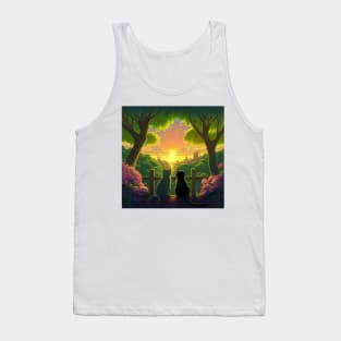 Adorable Two Cats Looking At Sunset Nirvana Tank Top